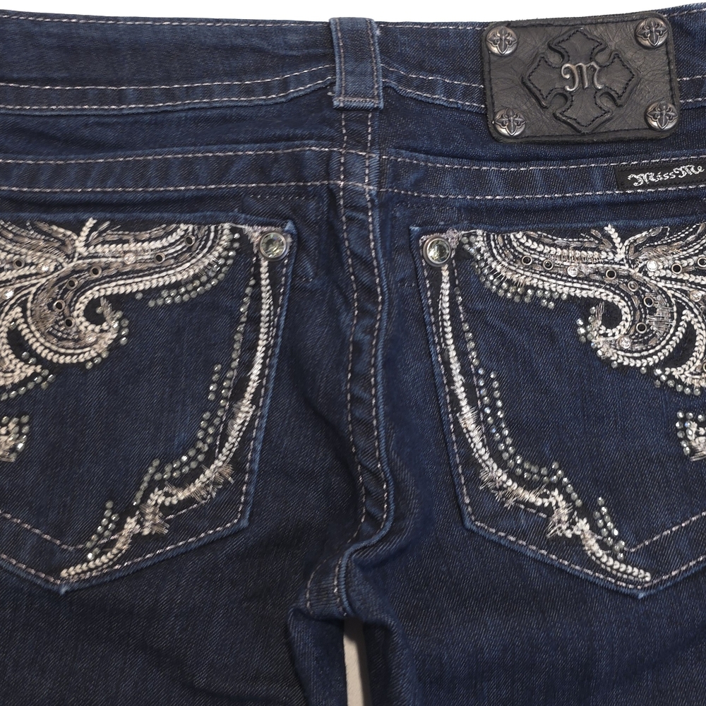 Miss Me Jeans W26 L29 Womens Skinny Denim Jeans - Embellished Rhinestones Blingy